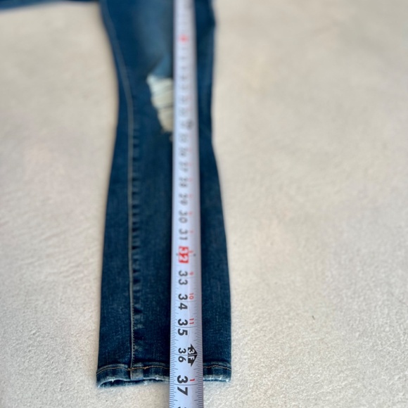 sz 27 High Waisted Good American Distressed Skinny Leg Super Stretch Denim Jeans - Picture 8 of 8